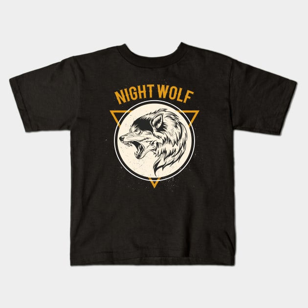 night wolf Kids T-Shirt by PG